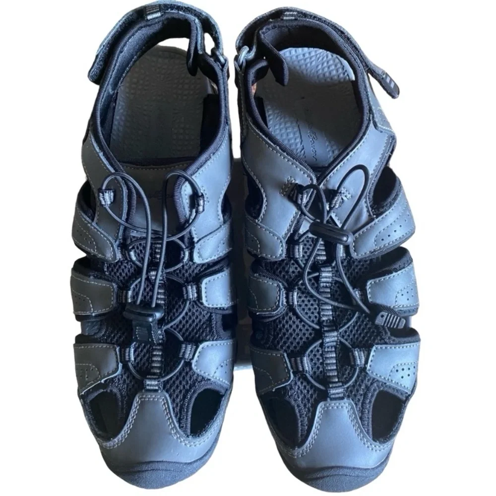 🛒🪻Eddie Bouer Men’s Breathable water shoe sandals,color gray charcoal,si…